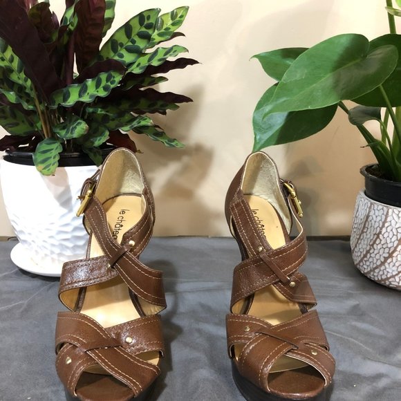 Brown Strappy Sandal Heels - Picture 4 of 5